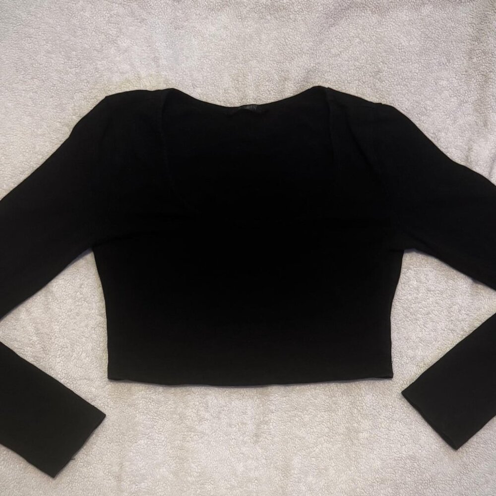 Zara cropped square neck black long sleeve